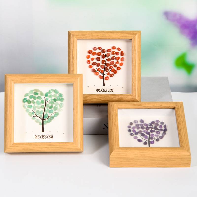 Heart-Shaped Crystal Stone Decorative Frame