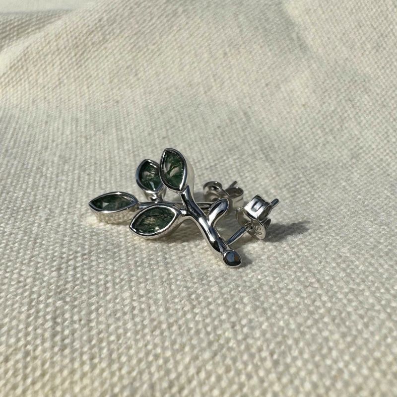 Moss Agate Stud