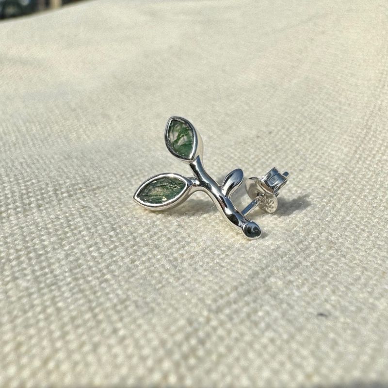 Moss Agate Stud