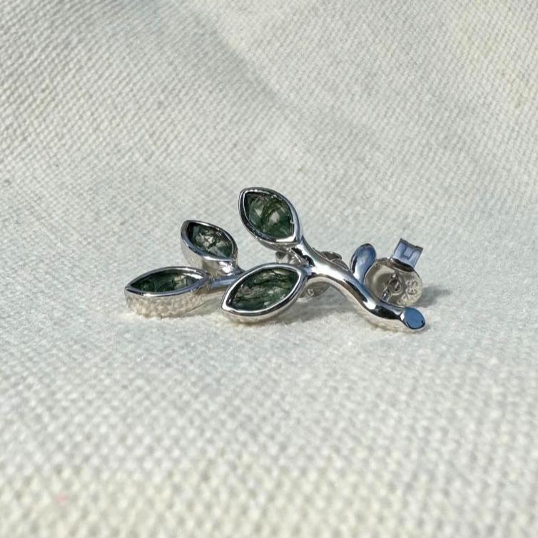 Moss Agate Stud