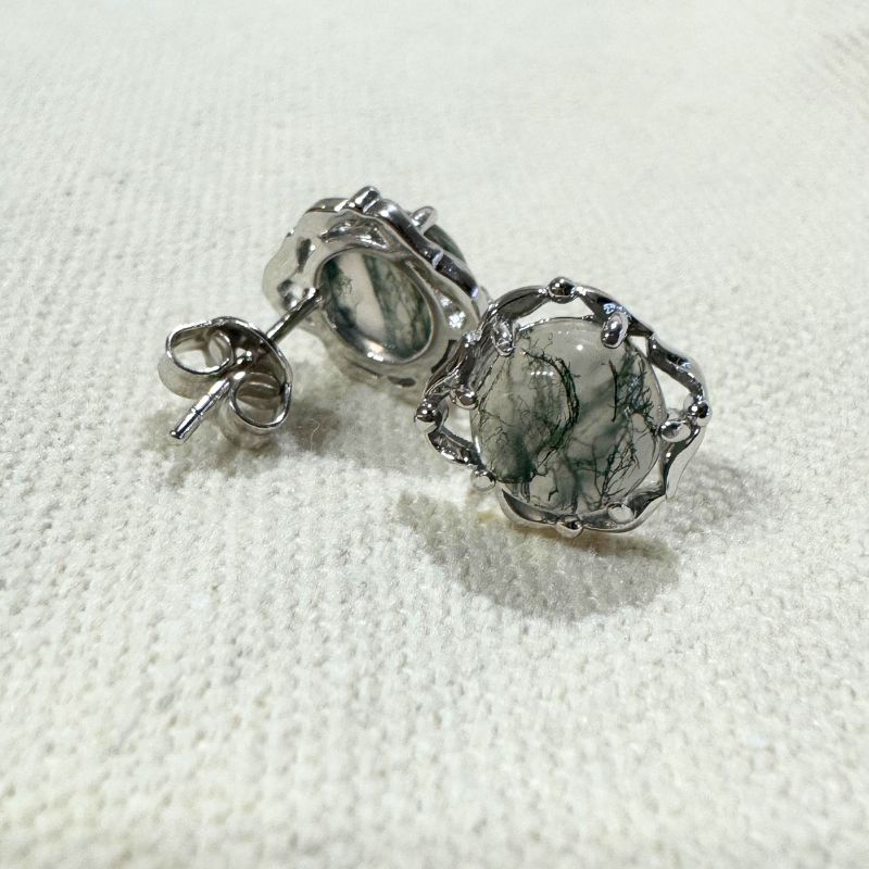 Moss Agate Stud