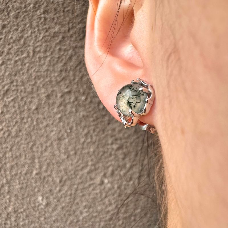 Moss Agate Stud