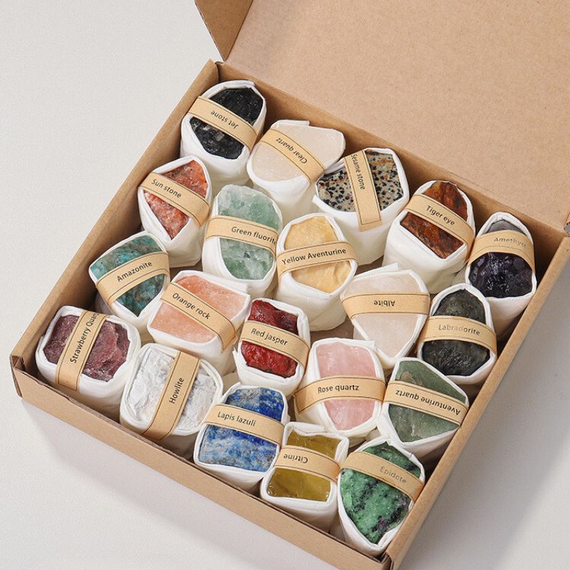 Raw Natural Crystal Mineral Stone Gift Set - Unpolished Large Specimen for Education, Decoration, and Collection