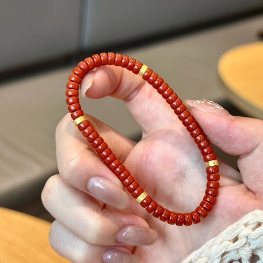 18K Gold Natural Red Agate Bracelet