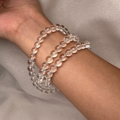 3-Layer Clear Quartz Wrap Bracelet 6mm