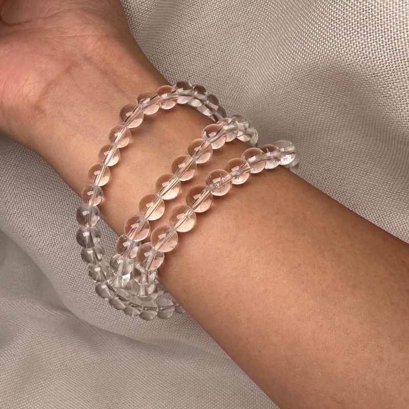 3-Layer Clear Quartz Wrap Bracelet 6mm