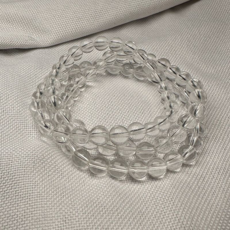 3-Layer Clear Quartz Wrap Bracelet 6mm