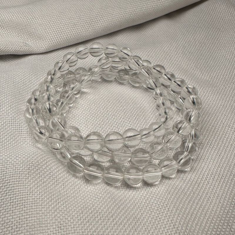 3-Layer Clear Quartz Wrap Bracelet 6mm