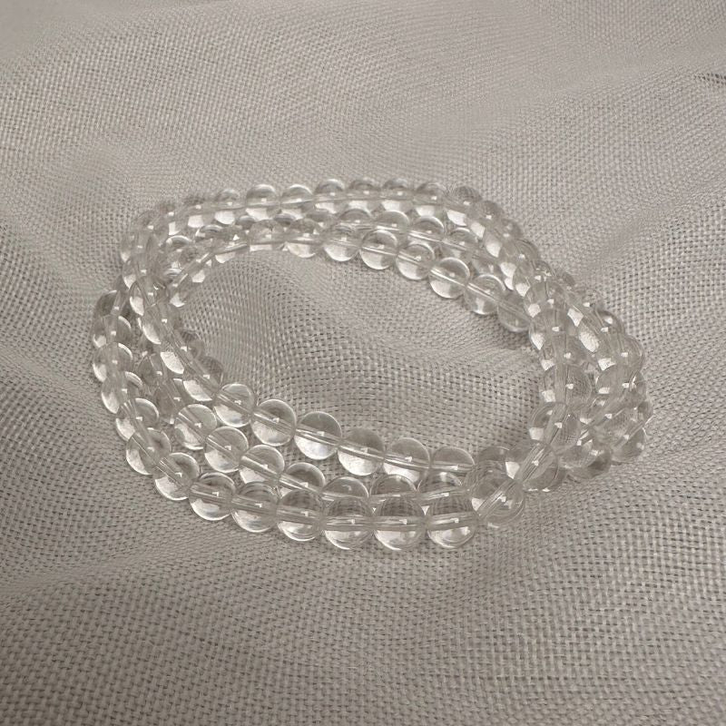 3-Layer Clear Quartz Wrap Bracelet 6mm