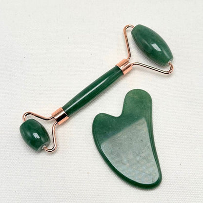 Green Aventurine Gua Sha Face Roller Set