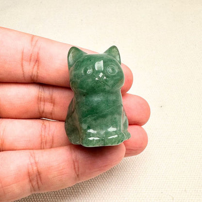 Green Aventurine Kitten Figurine