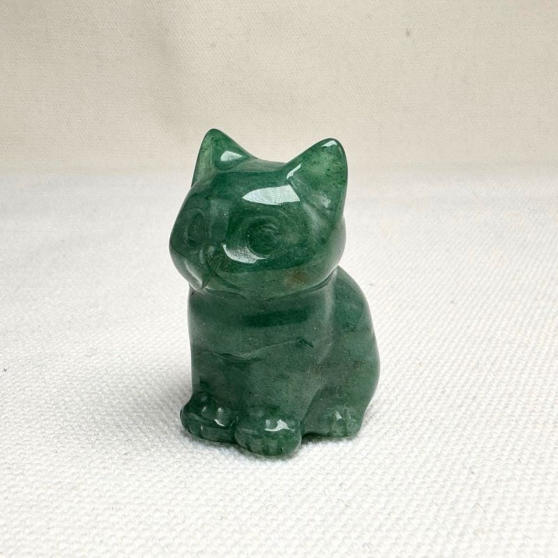 Green Aventurine Kitten Figurine