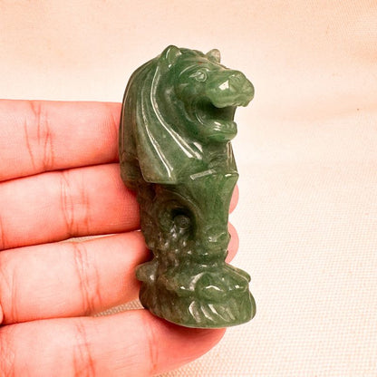 Green Aventurine Lion Head Figurine