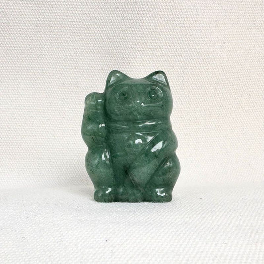 Green Aventurine Lucky Cat Figurine