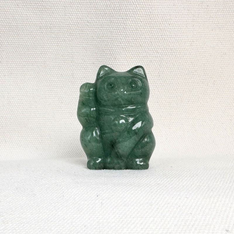 Green Aventurine Lucky Cat Figurine