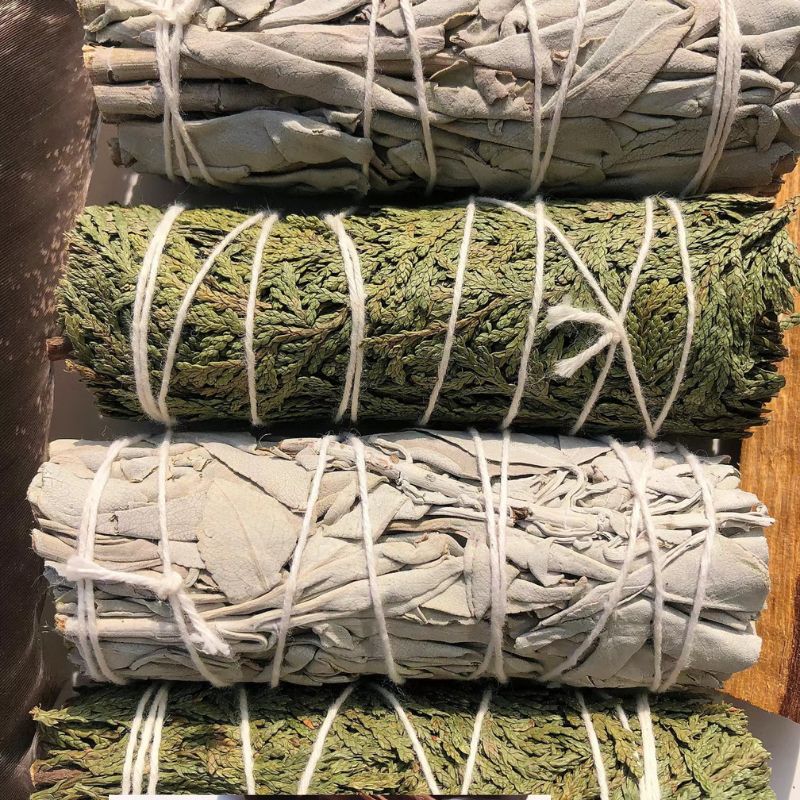 Home Aromatherapy Gift Set: 2 Bundles of Sage, 2 Bundles of Cedar, 2 Palo Santo Sticks