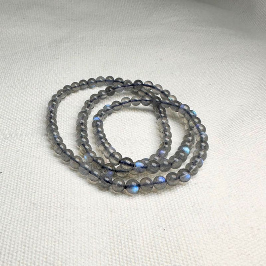 Labradorite 3-Layer Wrap Bracelet with Blue Sheen