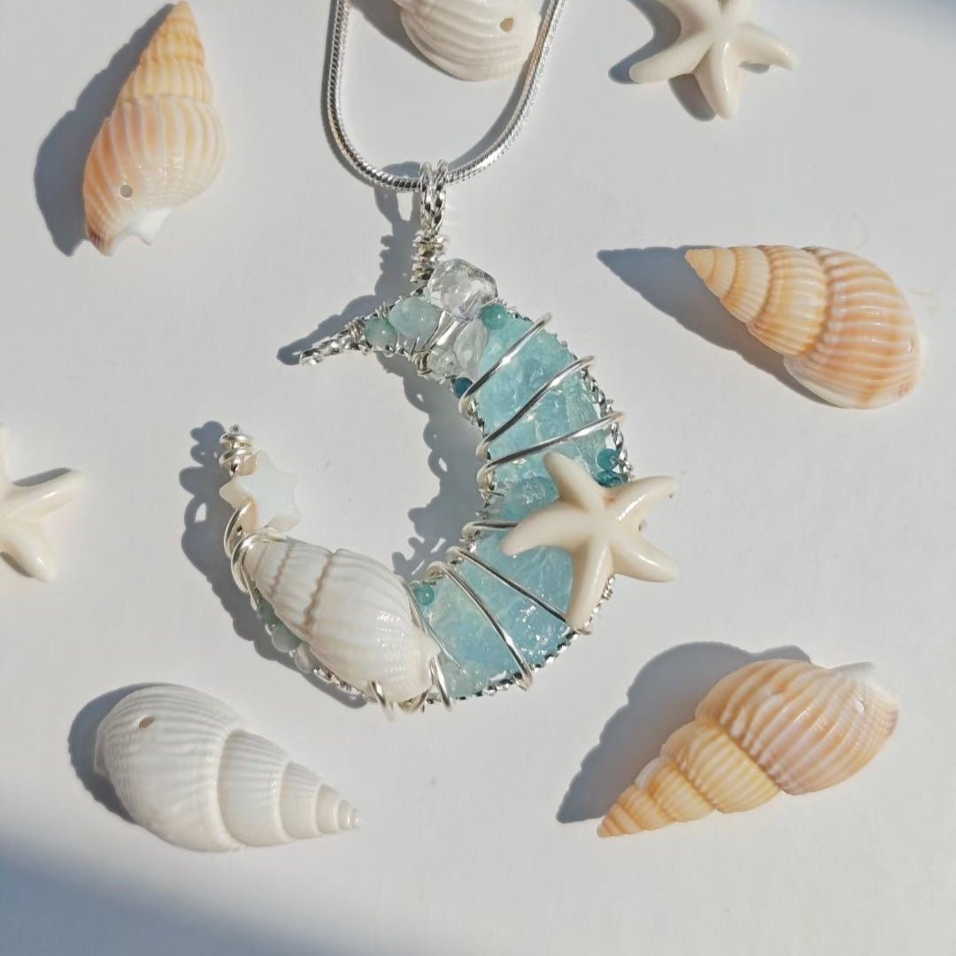 CRYSTAWL MOON SERIES: Ocean Moon Necklace