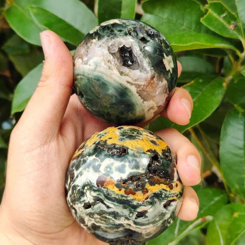 Moss agate sphere