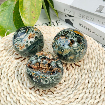 Moss agate sphere