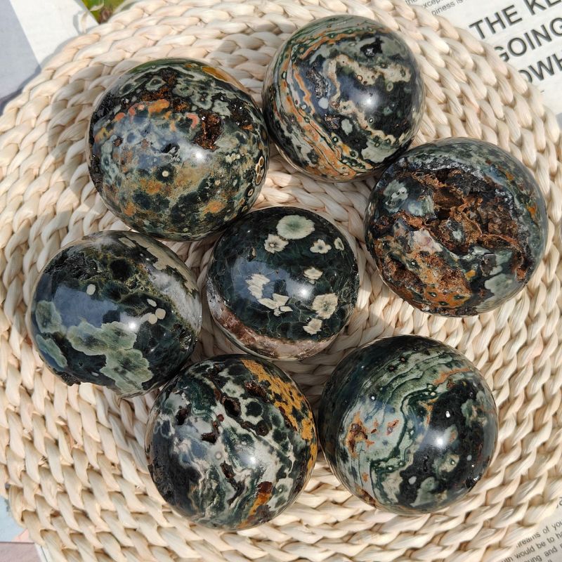 Moss agate sphere