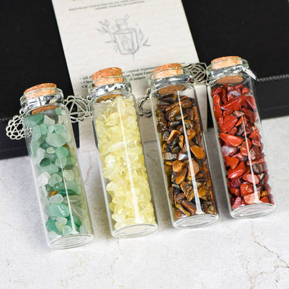 Seven Chakra Wishing Bottle Set with Crystal Chips